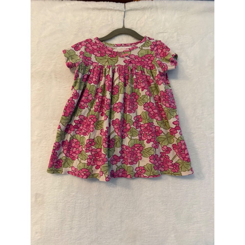 Baby Lulu Girls 3T Floral Empire Waist Cotton Dress Pink Green Made in USA